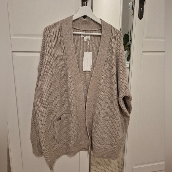 Hudson North Knit Oatmeal 2X Open Front Cardigan Sweater - Picture 8 of 9